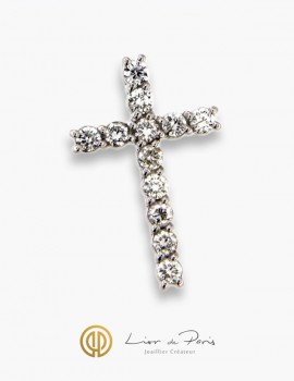 18K White Gold Cross, Diamonds