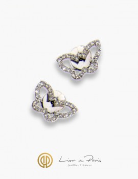 Boucle d'Oreilles Or Blanc 18K, Diamants