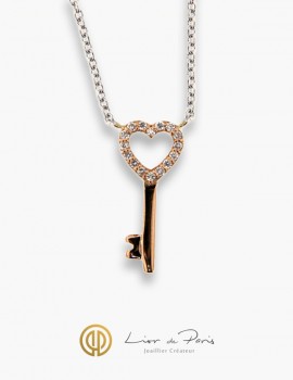 Collier Or Blanc & Rose 18K, Diamants