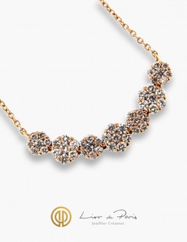 18K Pink Gold Necklace, Diamonds