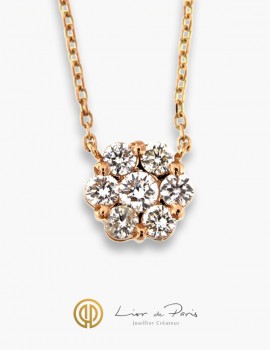 18K Pink Gold Necklace, Diamonds