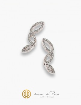 Boucle d'Oreilles Or Blanc 18K, Diamants