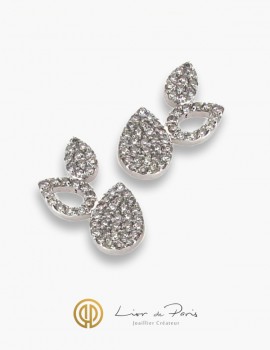 Boucle d'Oreilles Or Blanc 18K, Diamants