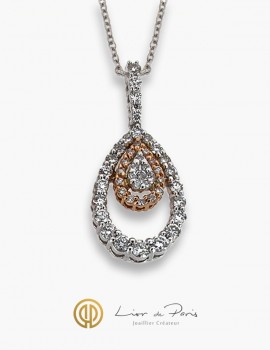 Diamonds Pink & White Gold Necklace, 18K