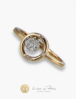 18K White & Pink Gold Ring, Diamonds