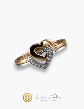 18K White & Pink Gold Ring, Diamonds