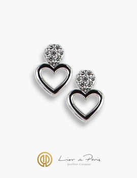 Boucle d'Oreilles Or Blanc 18K, Diamants